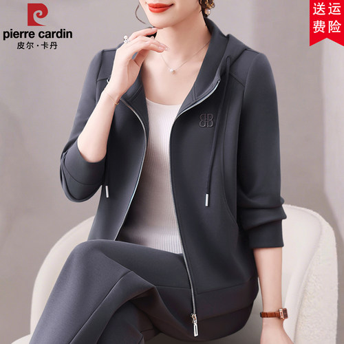 皮尔卡丹品牌运动套装女2026新款春秋装时尚显瘦直筒裤休闲两件套