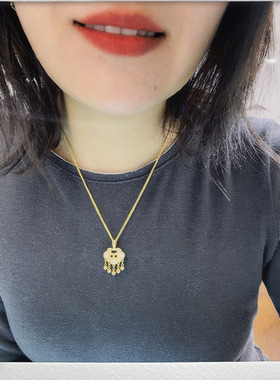 仿黄金镀金沙金长命锁女款锁骨链颈链平安锁国风祥云锁链子