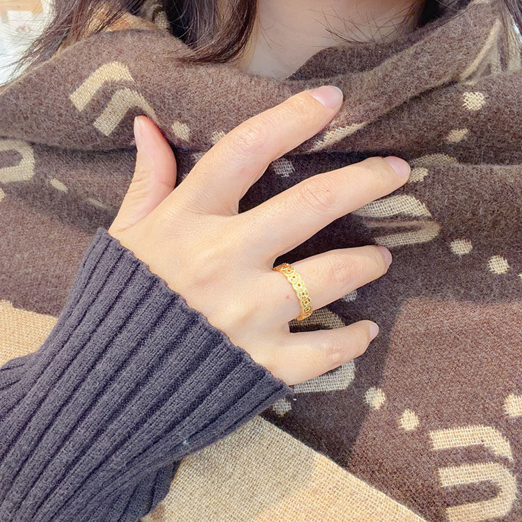 仿黄金镀金钱币戒指女指环尾戒男女情侣对戒复古小众素款简约