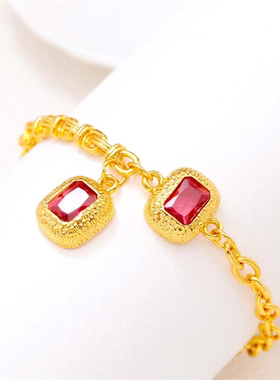 越南沙金复古红宝石手链