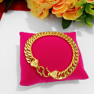 镀黄金色男士古巴手链久不掉色镀金沙金情侣老板链肖邦链手饰男