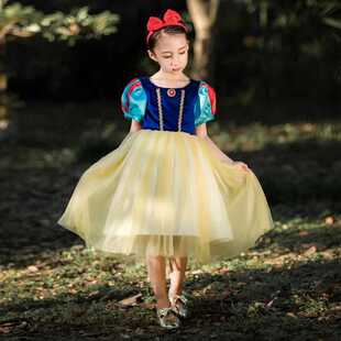 【出租】儿童白雪公主裙长袖女童迪士尼冰雪奇缘裙子圣诞节演出服