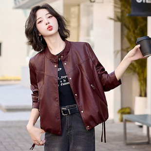 新款 时尚 女式 小个子短款 百搭皮夹克休闲外套 皮衣女装 2026春季