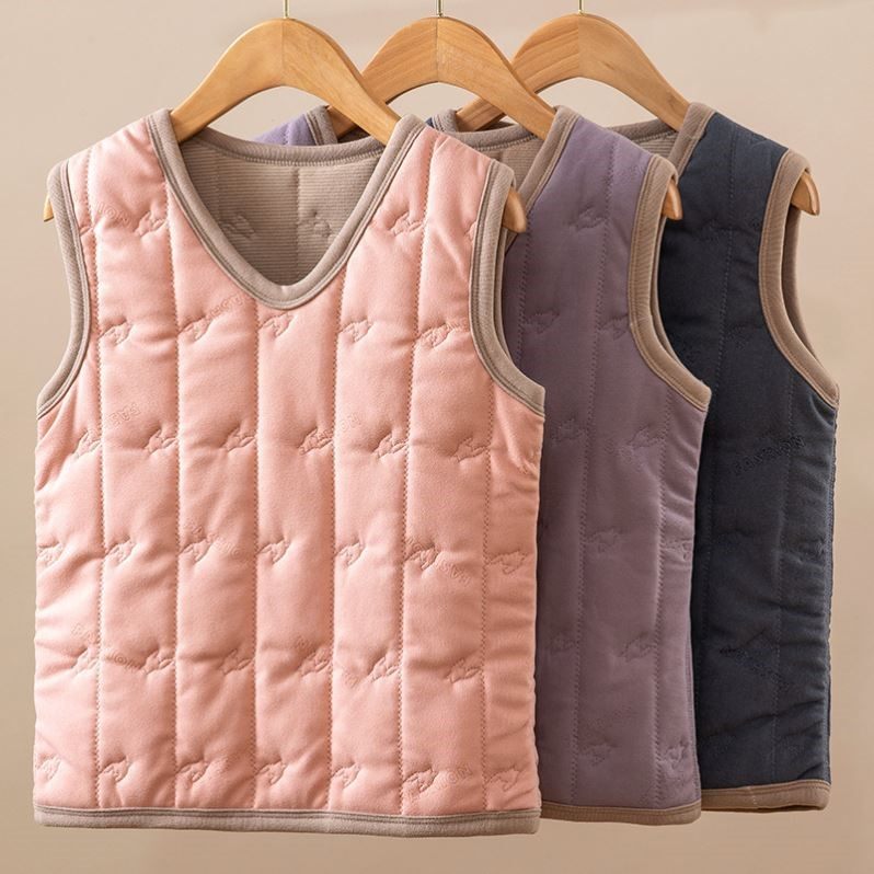 儿童秋冬保暖背心加绒加厚套头马甲男女童宝宝内穿棉马夹校服神器