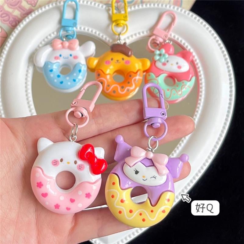 1Pc Anime Sanrio Figure Donut Keychain Kuromi Melody Hello