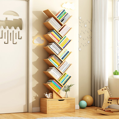 Bookshelf wooden student study multi-layer storage bookcase