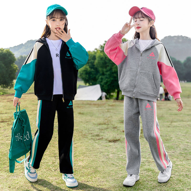 女童套装春秋2025新款儿童时尚洋气卫衣女孩休闲运动裤两件套潮