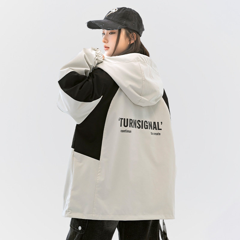 冲锋衣外套秋季2026新款秋冬女大童连帽工装夹克高中生派克服