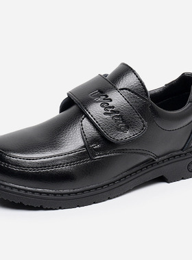 唯景男童黑色皮鞋真皮软底英伦风学生表演出鞋2026春秋儿童鞋TPR