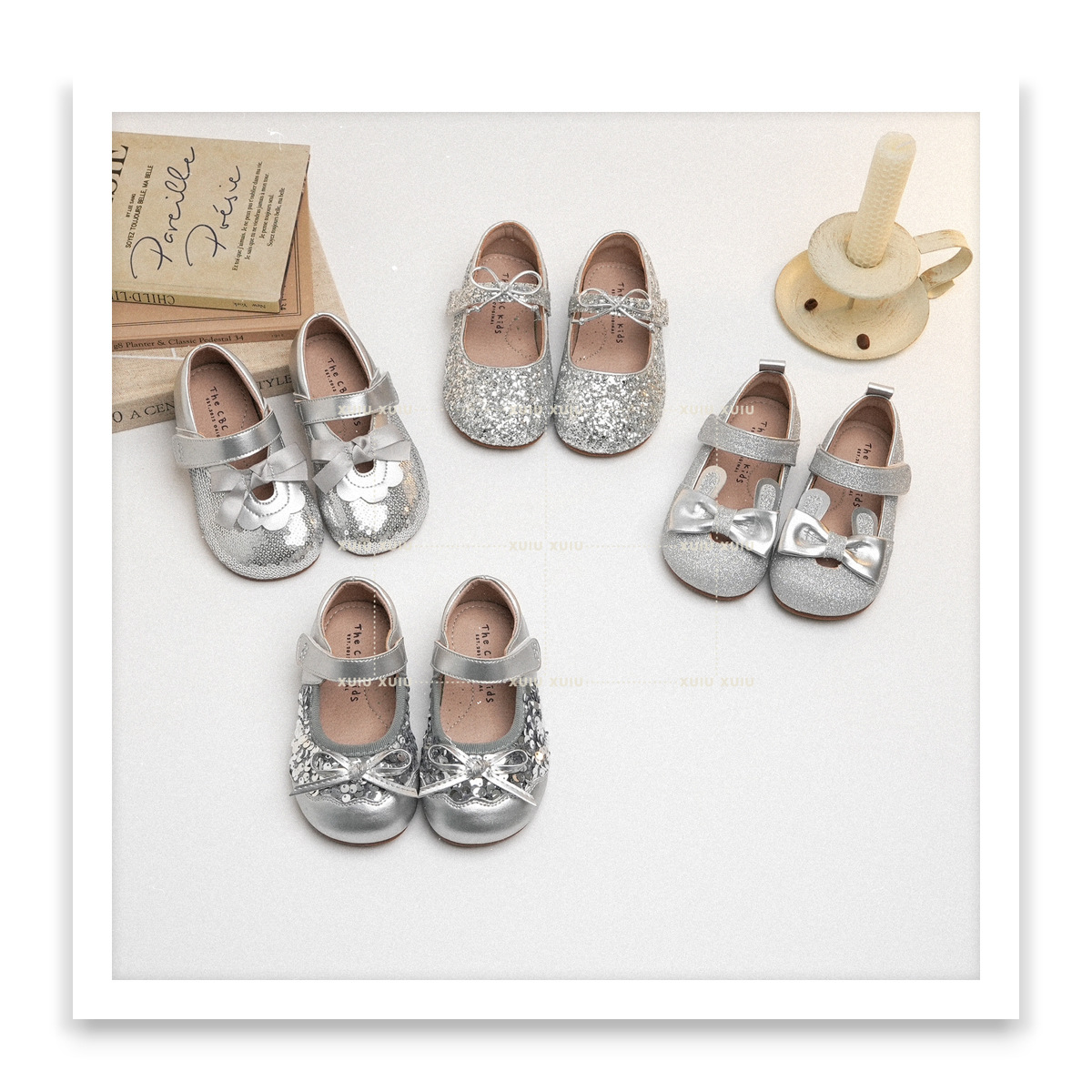 XUIU『Sliver集合』银色复古女童玛丽珍皮鞋女童春秋【温州鞋】
