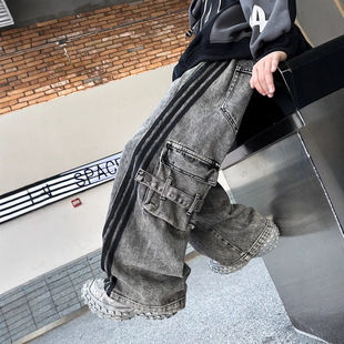 男童牛仔裤春秋款2026新款中大儿童秋装工装休闲裤男孩长裤秋季