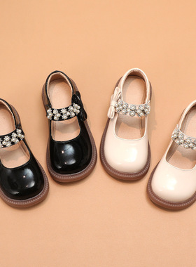 2025黑色女童皮鞋秋季单鞋儿童公主鞋英伦风软底鞋子223863低帮