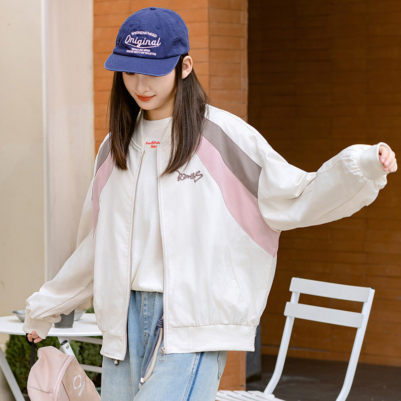 新款7005高初中学生外套少女春秋装棒球服大童青少年学院风上衣潮