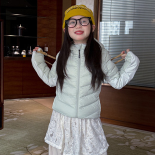 拼袖 韩版 连帽白鸭绒羽绒服潮童 女童羽绒服2025秋冬新款 花与寻童装