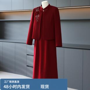 喜婆婆婚宴礼服妈妈连衣裙套装中老年女装优雅旗袍两件套裙子