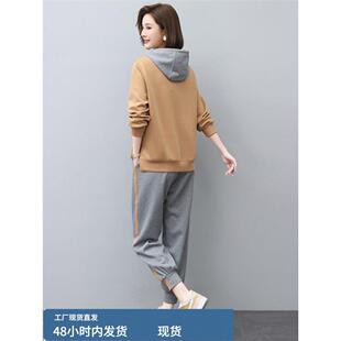 运动套装女2025新款春装职业时尚小香风休闲小个子春秋卫衣两件套