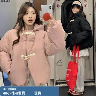 设计感牛角扣羽绒棉服oversize女装冬季学生小个子棉衣短款羽绒服