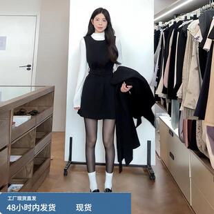 2026新款赫本风法式复古黑色连衣裙子女早春季穿搭高级感套装短裙