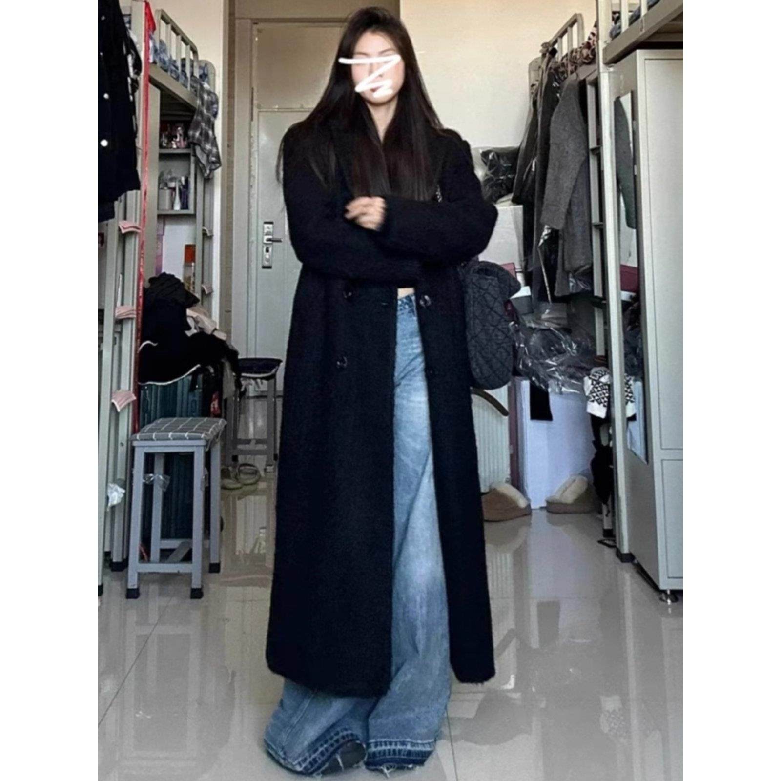 白鸭绒黑色呢子大衣女2024冬季新款韩系宽松羽绒内胆长款毛呢外套,运动/瑜伽/健身/球迷用品,广场舞套装,淘宝优惠券,粉丝福利购,淘宝优惠卷