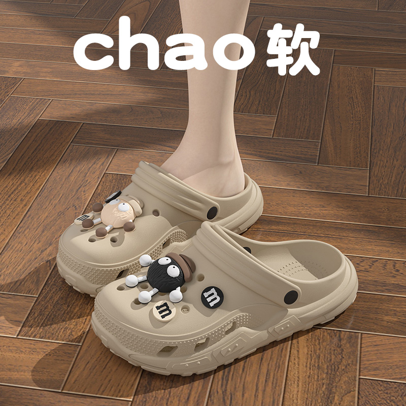 日本进口可爱煤球洞鞋女夏