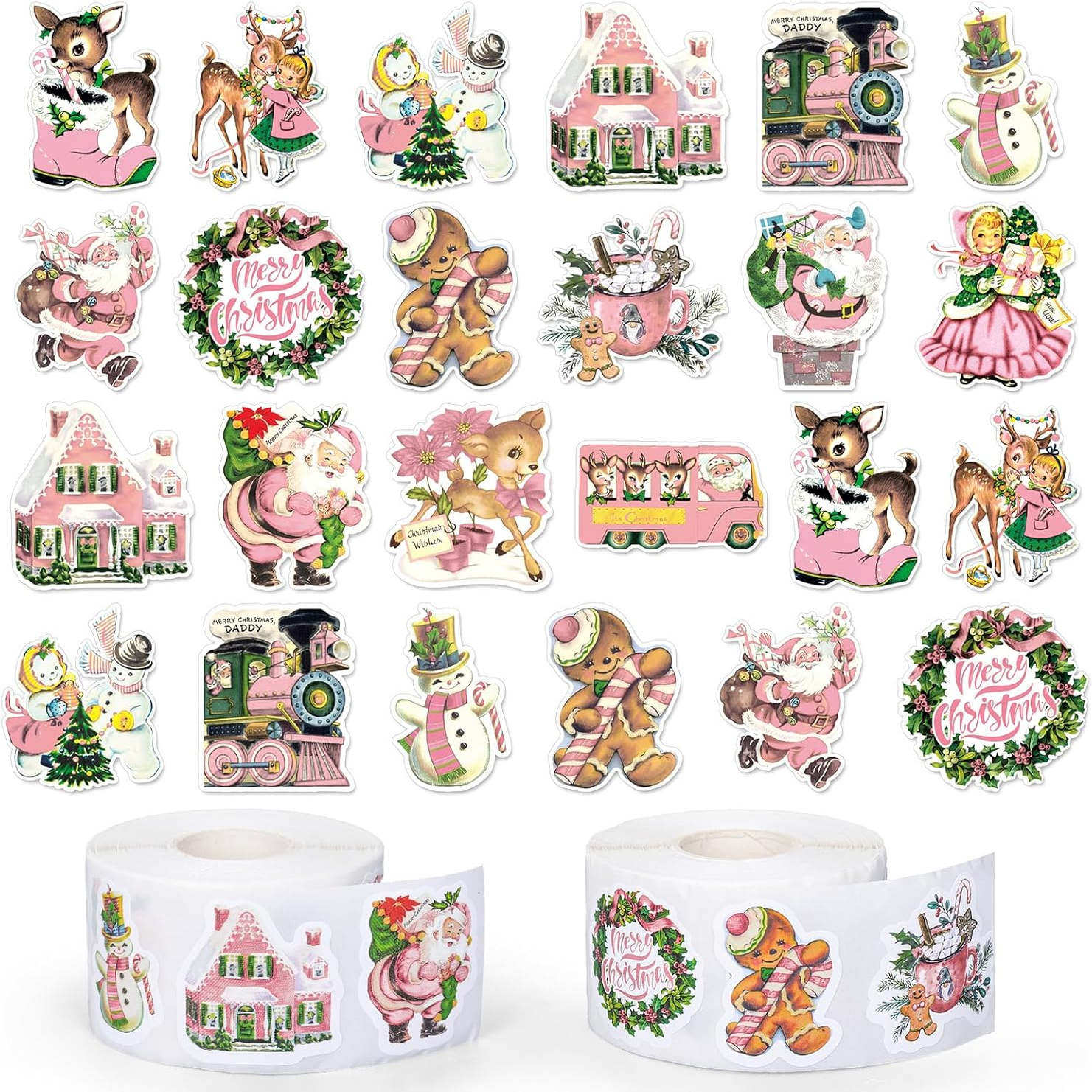 500张/卷圣诞复古装饰贴纸儿童玩具手账烘焙蛋糕装饰礼品封口贴画,文具电教/文化用品/商务用品,贴纸/立体贴纸,淘宝优惠券,粉丝福利购,淘宝优惠卷