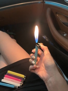 创意糖果色小巧长条纤细打火机充气可放进烟盒个性 送男友礼物可爱