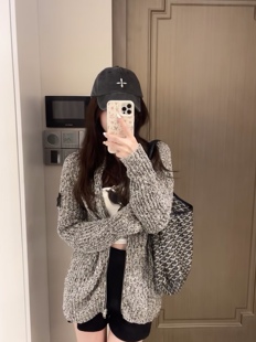 韩国！2025SS春季季刺绣土星针织衫潮牌宽松重磅中长款外套女