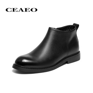 商务短靴套筒保暖加绒QH1D3802 新款 西二男士 休闲切尔西靴2025冬季