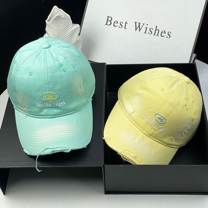 破洞刺绣棒球帽男女春夏显脸小鸭舌帽简约百搭户外出游遮阳防晒帽