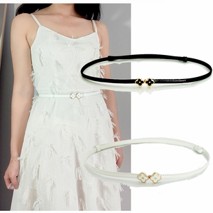 皮带女细腰带时尚装饰腰封四叶草皮带配连衣裙子收腰女士外搭腰链