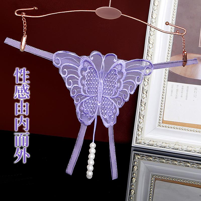 货源内裤女性感刺绣时尚透明镂空蕾丝纯欲风丁字裤