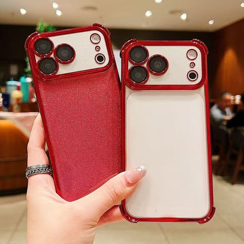 适用小米17ProMax 红米K90护眼防摔闪粉电镀壳Note15/14/13红色15SPro四角14R气囊K80Ultra手机壳15保护套13C