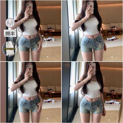 李李服饰设计感铆钉低腰丰胯牛仔短裤女2025夏季新款紧身显瘦热裤