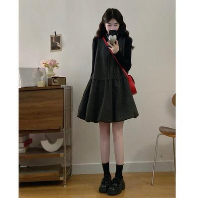 胖mm大码法式名媛超好看背心连衣裙套装2025超火冬装一整套两件套