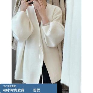 秋冬新款交叠V领系带毛衣外套女浣熊绒温柔慵懒风软糯针织开衫厚