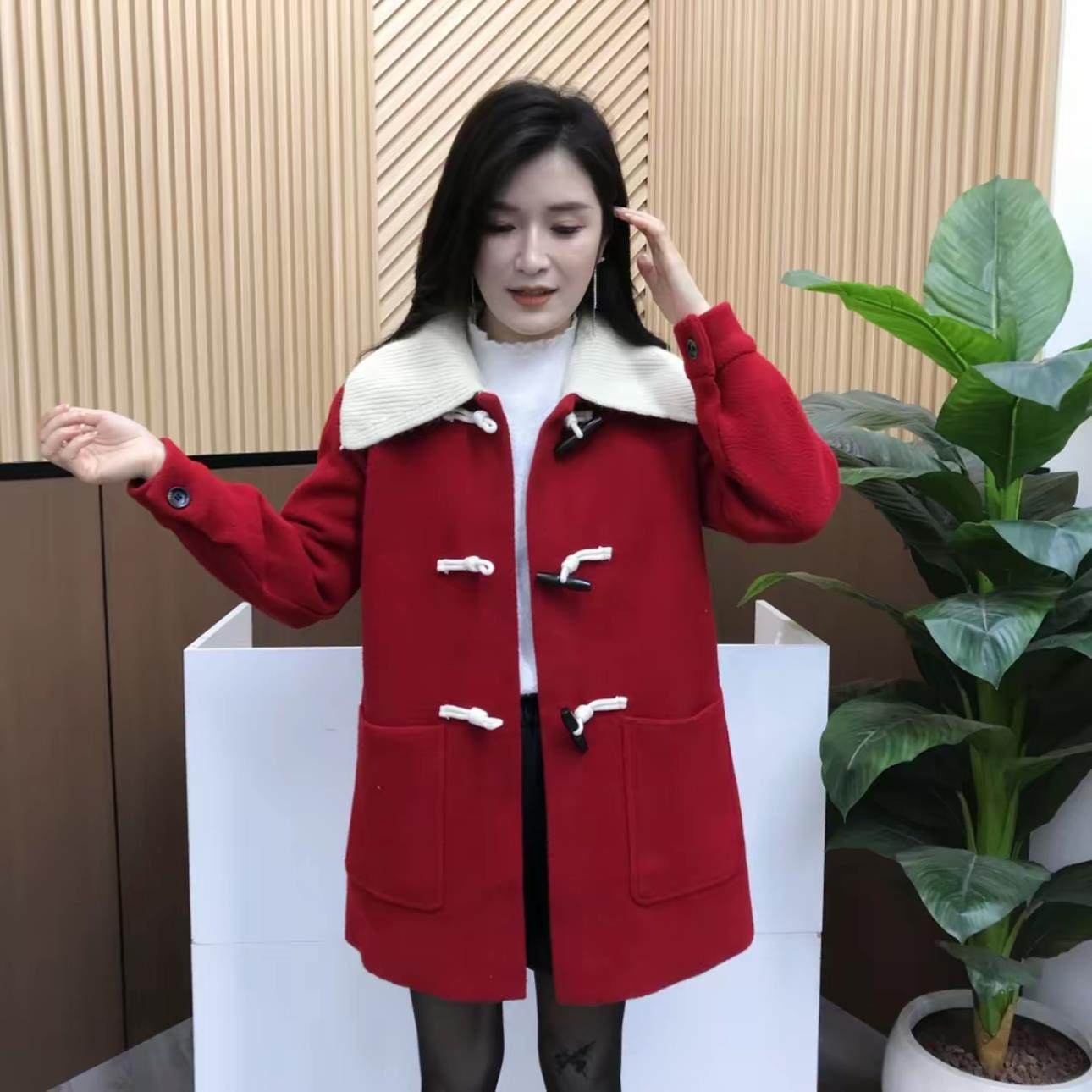 双层领牛角扣双面绒大衣女装秋冬新款韩版中长款宽松加厚毛呢外套,运动/瑜伽/健身/球迷用品,广场舞套装,淘宝优惠券,粉丝福利购,淘宝优惠卷