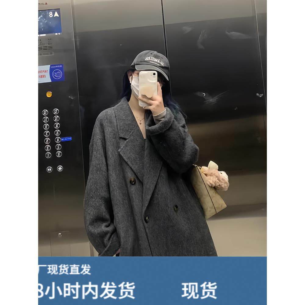 赫本风黑灰色呢子大衣女中长款2025秋冬新款小个子高级感毛呢外套,运动/瑜伽/健身/球迷用品,广场舞套装,淘宝优惠券,粉丝福利购,淘宝优惠卷