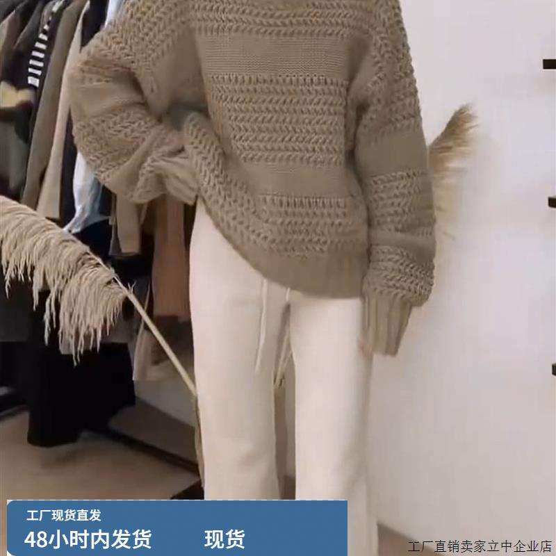 棕色气质设计感纯色宽松长袖小衫2025秋冬新款修身高级感上衣女款