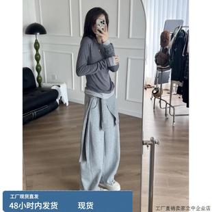 休闲运动卫裤 遮肉神裤 胖mm腿型克星弯刀阔腿裤 2025秋季 液氨香蕉裤