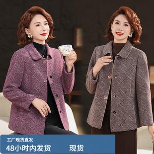 妈妈秋冬装短款芼呢子大衣老人加厚衣服中老年女婆婆水貂戎外套衣