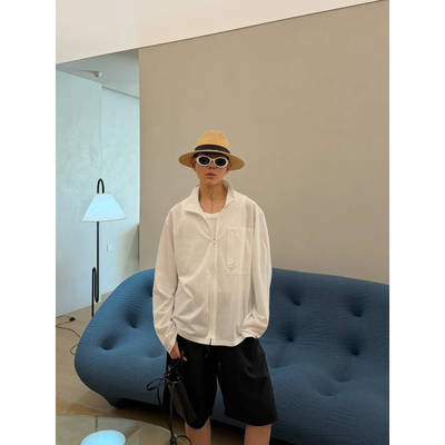 EMCS-26夏季新款日系极简纯色翻领宽松薄款透气防晒外套男268081