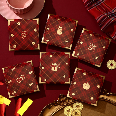 复古格子红包比心简奢蝴蝶结可爱小号利是封新年通用红包袋2026