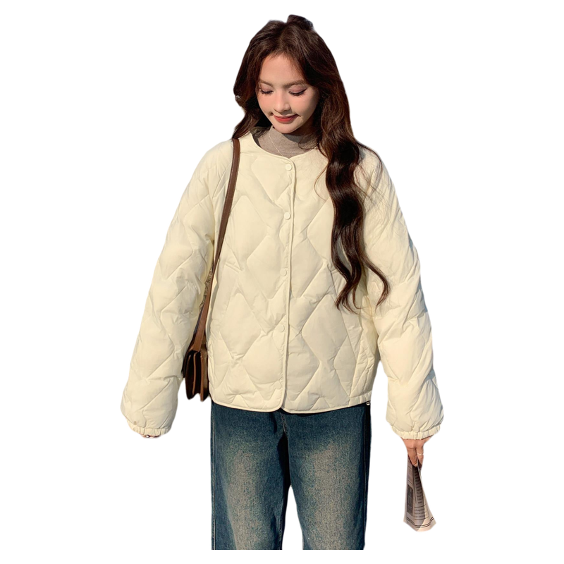 菱格轻薄羽绒服女短款2025冬季新款小个子圆领米白色95白鸭绒外套,女装/女士精品,羽绒服,淘宝优惠券,粉丝福利购,淘宝优惠卷