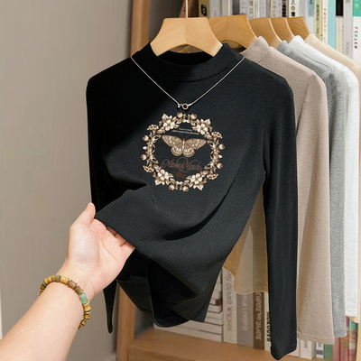 德绒半高领长袖t恤女可外穿保暖