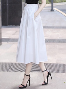白裙流行半裙中长款 新款 裙子女夏白色半身裙a字半身长裙 2024夏季