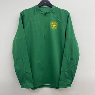 北京国安鲨鱼皮训练服长袖半拉链外套绿色足球服2024中超球衣