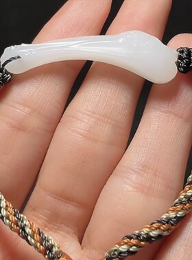 新疆和田玉白玉籽料生肖马首手牌手链手饰苏工精雕白细一级重5.8