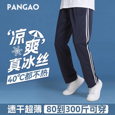 校服裤子学生夏季薄款冰丝二条杠深蓝色黑色一道杠初中生高中校裤