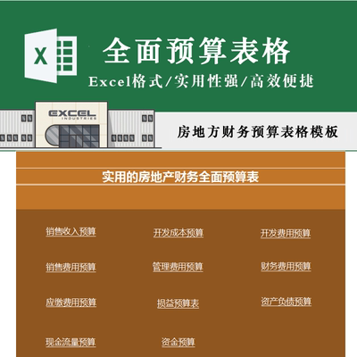 房地产财务全面预算表格 开发成本费用销售费用收入资产负债表格