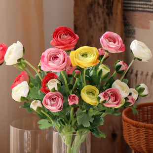 陆莲花仿真毛茛绢花客厅餐桌摆设装饰插花假花家居 洋牡丹鸡蛋花